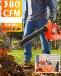 Relxxon Gas Leaf Blower 26cc Handheld, Powerful 2-Cycle Engine, 180 MPH 380 CFM, Lightweight Quick-Start for Lawn Care, Yard Debris & Light Snow (Orange)