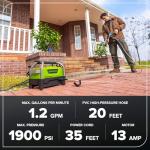 Greenworks 1900 PSI (SGS Certified) 1.2 GPM 13Amp Portable Compact Electric Pressure Washer, Power Washer for Cars, Driveways, Patios, Patio Furniture & Around Pools