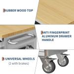 61 Inch Rolling Tool Chest Workbench with Solid Wood Top, 9 Drawer Lockable Tool Storage Cabinet on Wheels, Heavy Duty Mobile Tool Box Cart for Garage, Workshop and Repair Shop