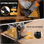 Circular Saw 1200W: DEKOPRO High-Power Saw with 165mm 24T Blade, 4800 RPM, Max Cut Depth 55mm (90°), 33mm (45°), Heavy-Duty Steel Base, Includes Guide Rai, Power Saw for Wood, PVC