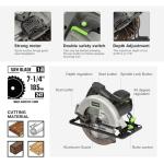 GALAX PRO 11 Amp Power Circular Saw, 6000RPM Corded Circular Saw with Adjustable Cutting Depth 2-1/2" (90°) to 1-7/8" (45°), 7-1/4 Inch Carpentry Saw Blade, Ideal for Wood, Plastic Cuts