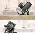 GALAX PRO 11 Amp Power Circular Saw, 6000RPM Corded Circular Saw with Adjustable Cutting Depth 2-1/2" (90°) to 1-7/8" (45°), 7-1/4 Inch Carpentry Saw Blade, Ideal for Wood, Plastic Cuts