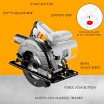 Circular Saw 1200W: DEKOPRO High-Power Saw with 165mm 24T Blade, 4800 RPM, Max Cut Depth 55mm (90°), 33mm (45°), Heavy-Duty Steel Base, Includes Guide Rai, Power Saw for Wood, PVC