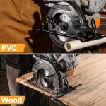 Circular Saw 1200W: DEKOPRO High-Power Saw with 165mm 24T Blade, 4800 RPM, Max Cut Depth 55mm (90°), 33mm (45°), Heavy-Duty Steel Base, Includes Guide Rai, Power Saw for Wood, PVC