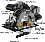 DEKOPRO 20V Cordless Circular Saw, 6-1/2-Inch Blade, 4500 RPM Circular Saw Cordless with 2 Battery and Charger（ 4.0Ah ）