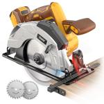 Ecarke 7-1/4" Cordless Circular Saw, Compatible with DeWalt 20V Battery (Bare Tool), 5000 RPM Electric Circular Saw with Laser Guide, 2 Blades (24T & 40T), 0–45° Bevel, 2-1/4" Cutting Depth