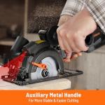 DOVAMAN Circular Saw, 5.8A 4-1/2" Circular Saw w/Laser, Metal Auxiliary Handle, 6 Blades (4½", 4¾"), Cutting Depth 1-11/16" (90°), 1-3/8" (45°), Ideal for Wood, Soft Metal, Plastic, Tile - MCS01A