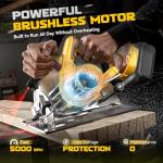 Ecarke 7-1/4" Cordless Circular Saw, Compatible with DeWalt 20V Battery (Bare Tool), 5000 RPM Electric Circular Saw with Laser Guide, 2 Blades (24T & 40T), 0–45° Bevel, 2-1/4" Cutting Depth