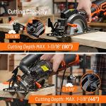 DOVAMAN Circular Saw, 5.8A 4-1/2" Circular Saw w/Laser, Metal Auxiliary Handle, 6 Blades (4½", 4¾"), Cutting Depth 1-11/16" (90°), 1-3/8" (45°), Ideal for Wood, Soft Metal, Plastic, Tile - MCS01A