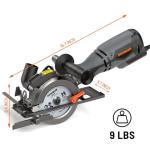 DOVAMAN Circular Saw, 5.8A 4-1/2" Circular Saw w/Laser, Metal Auxiliary Handle, 6 Blades (4½", 4¾"), Cutting Depth 1-11/16" (90°), 1-3/8" (45°), Ideal for Wood, Soft Metal, Plastic, Tile - MCS01A