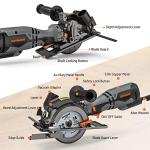 DOVAMAN Circular Saw, 5.8A 4-1/2" Circular Saw w/Laser, Metal Auxiliary Handle, 6 Blades (4½", 4¾"), Cutting Depth 1-11/16" (90°), 1-3/8" (45°), Ideal for Wood, Soft Metal, Plastic, Tile - MCS01A