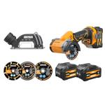 ALLOYMAN 20V Cordless Mini Circular Saw, Brushless 18,000 RPM, 3-Inch CuttingTool with Forward/Reverse, LED Light, 2×4.0Ah Batteries & Charger，for Wood, Metal,Tile,PVC Cutting