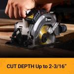 DEKOPRO 20V Cordless Circular Saw, 6-1/2-Inch Blade, 4500 RPM Circular Saw Cordless with 2 Battery and Charger（ 4.0Ah ）