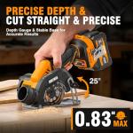 ALLOYMAN 20V Cordless Mini Circular Saw, Brushless 18,000 RPM, 3-Inch CuttingTool with Forward/Reverse, LED Light, 2×4.0Ah Batteries & Charger，for Wood, Metal,Tile,PVC Cutting