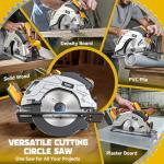 Ecarke 7-1/4" Cordless Circular Saw, Compatible with DeWalt 20V Battery (Bare Tool), 5000 RPM Electric Circular Saw with Laser Guide, 2 Blades (24T & 40T), 0–45° Bevel, 2-1/4" Cutting Depth