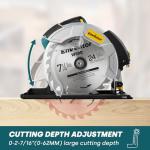 Enventor 7-1/4-Inch Circular Saw, 10A Pure Copper Motor Electric Circular Saws with Laser Guide, 2 Blade Saws (40T/24T), Adjust Cutting Angle from 0° to 90°, Single Handed Bevel, 5800RPM, Blue