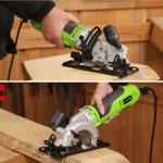 GALAX PRO 710W Mini Circular Saw 3 Pcs Saw Blades (115mm), 5200RPM Electric Circular Saw,1-2/3''(90°)/1''(45°) Cutting Depth, Portable and Compact for Wood/Metal/Plastic