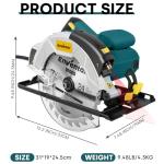 Enventor 7-1/4-Inch Circular Saw, 10A Pure Copper Motor Electric Circular Saws with Laser Guide, 2 Blade Saws (40T/24T), Adjust Cutting Angle from 0° to 90°, Single Handed Bevel, 5800RPM, Blue