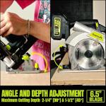 Yowmoft 20V Cordless Circular Saw with 6-1/2-Inch Blade, 5600Rpm Brushless Battery Circular Saw with LED Light & Red Beam Guide & Battery and Charger (4.0Ah)