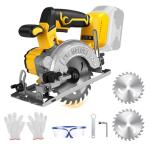 5 Inch Circular Saw Compatible with Dewalt 20V Max Battery(No Battery), Brushless Cordless Round Saw Kit with 0-45° Cutting Bevel, 6200 RPM, Idea for Wood Plastic Soft Metal