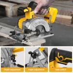 5 Inch Circular Saw Compatible with Dewalt 20V Max Battery(No Battery), Brushless Cordless Round Saw Kit with 0-45° Cutting Bevel, 6200 RPM, Idea for Wood Plastic Soft Metal