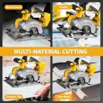 5 Inch Circular Saw Compatible with Dewalt 20V Max Battery(No Battery), Brushless Cordless Round Saw Kit with 0-45° Cutting Bevel, 6200 RPM, Idea for Wood Plastic Soft Metal
