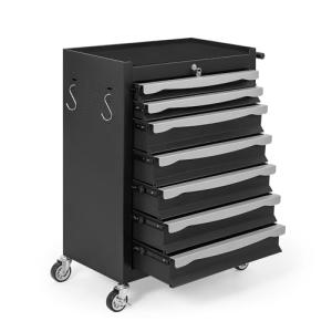 7-Drawer Tool Chest, Rolling Tool Cart, Large Capacity Tool Storage Cabinet with Keyed Locking and Drawer Liners, Link Buckle, and Can Be Combined to Large Cabinet Set, for Garage, Workshop, Warehouse