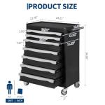 7-Drawer Tool Chest, Rolling Tool Cart, Large Capacity Tool Storage Cabinet with Keyed Locking and Drawer Liners, Link Buckle, and Can Be Combined to Large Cabinet Set, for Garage, Workshop, Warehouse