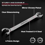 SEDY 14-Piece Flare Nut Wrench Set with PTFE Tape, Metric & SAE Brake Line Wrench Offset 1/4"-7/8"& 9-21mm Set Double Open End with Organizer Pouch for Repairing and Removing Nuts