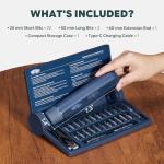 WATTREX 4V Cordless Electric Screwdriver Set with 4 Torque Settings, 24 S2 Bits, 12 N·m Max Manual Torque, LED Light, Forward/Reverse, for DIY, Furniture Assembly, Electronics & Home Repair, Navy