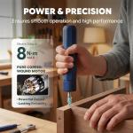 WATTREX 4V Cordless Electric Screwdriver Set with 4 Torque Settings, 24 S2 Bits, 12 N·m Max Manual Torque, LED Light, Forward/Reverse, for DIY, Furniture Assembly, Electronics & Home Repair, Navy