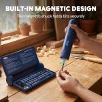 WATTREX 4V Cordless Electric Screwdriver Set with 4 Torque Settings, 24 S2 Bits, 12 N·m Max Manual Torque, LED Light, Forward/Reverse, for DIY, Furniture Assembly, Electronics & Home Repair, Navy