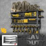 Spampur Large Power Tool Organizer Wall Mount, 4-Tier Rack with Charging Station & 8 Drill Holders, Garage Workshop Tool Storage, Gift for Husband/Dad