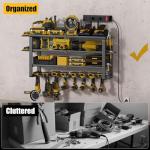 Spampur Large Power Tool Organizer Wall Mount, 4-Tier Rack with Charging Station & 8 Drill Holders, Garage Workshop Tool Storage, Gift for Husband/Dad