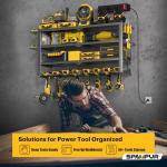 Spampur Large Power Tool Organizer Wall Mount, 4-Tier Rack with Charging Station & 8 Drill Holders, Garage Workshop Tool Storage, Gift for Husband/Dad