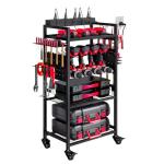 INGIORDAR Large Power Tool Organizer Cart with Charging Station, Garage Floor Standing Rolling Drill and Tools Battery Storage Cart on Wheels, Heavy Duty Utility Rack Shelf for Men, Husband, Father.