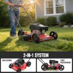 PowerSmart EasyCut 18-Inch Gas Lawn Mower, 144cc OHV Engine, Durable Steel Deck, Walk-Behind Push Mower with Side Discharge, 5-Position Height Adjustment, Lightweight Design for Small Yard