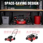 PowerSmart EasyCut 18-Inch Gas Lawn Mower, 144cc OHV Engine, Durable Steel Deck, Walk-Behind Push Mower with Side Discharge, 5-Position Height Adjustment, Lightweight Design for Small Yard