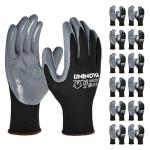 UNINOVA 13 Gauge Smooth Nitrile Coated Work Gloves, Lightweight Thin Safety Utility Gloves,Non-Slip Abrasion-Resistant for Assembly, Inspection, Warehouse, DIY & General Handling 12 Pairs Large