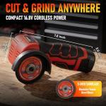 TEENO Cordless Angle Grinder Kit, 19,500 RPM Mini Electric Angle Grinding Tool with 2 pcs 16.8V 2000mAh Batteries and 6 Cutting Discs, 3-Inch Handheld Grinder for Metal/Wood Cutting and Grinding