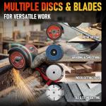 TEENO Cordless Angle Grinder Kit, 19,500 RPM Mini Electric Angle Grinding Tool with 2 pcs 16.8V 2000mAh Batteries and 6 Cutting Discs, 3-Inch Handheld Grinder for Metal/Wood Cutting and Grinding