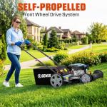 SENIX 21'' Self-Propelled Gas Lawn Mower (FWD), 170 cc 4-Cycle Engine 3.8 HP, 3-in-1 (Bagging/Mulching/Side Discharge), 6-Position Cutting Height Adjustment, 1.7 Bushels Grass Bag