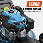 SENIX 21'' Self-Propelled Gas Lawn Mower (FWD), 170 cc 4-Cycle Engine 3.8 HP, 3-in-1 (Bagging/Mulching/Side Discharge), 6-Position Cutting Height Adjustment, 1.7 Bushels Grass Bag