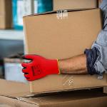 Safety Work Gloves PU Coated-12 Pairs,Red Seamless Knit Glove with Polyurethane Coated Smooth Grip on Palm & Fingers, for Men and Women, Ideal for General Duty Work (Medium)