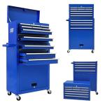 Kirmosal 13 Drawer Tool Chest,Toolbox with Wheels, Rolling Tool Cabinets with Drawers, Top Detachable Tool Chest with Hooks Handles for Workshop Mechanical Garage - Blue