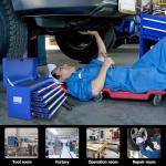 Kirmosal 13 Drawer Tool Chest,Toolbox with Wheels, Rolling Tool Cabinets with Drawers, Top Detachable Tool Chest with Hooks Handles for Workshop Mechanical Garage - Blue