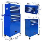 Kirmosal 13 Drawer Tool Chest,Toolbox with Wheels, Rolling Tool Cabinets with Drawers, Top Detachable Tool Chest with Hooks Handles for Workshop Mechanical Garage - Blue
