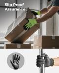OKIAAS Work Gloves for Men，Ultra Thin and Lightweight Working Gloves with Grip, 12 Pairs Bulk Pack Construction Gloves with Polyurethane Coating, Safety Gloves for Light Duty Work (Green, Large)