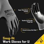 COOLJOB 10 Pairs Nitrile Dipped Safety Work Gloves with Grip, Non-slip Rubber Coated Bulk Garden Gloves for Men, Heavy-duty Oil Resistant for Truck Driver, Warehouse Box Handler, Large, Gray