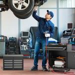 Goplus Tool Chest, 5-Drawer Rolling Tool Storage Cabinet with Detachable Top Tool Box, Liner, Universal Lockable Wheels, Adjustable Shelf, Locking Mechanism, Metal Tool Cart for Garage Workshop